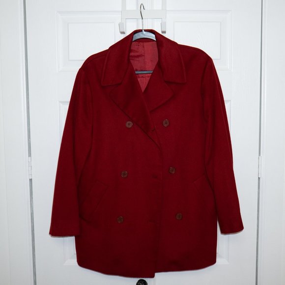 Red Cashmere Peacoat Jacket (M) - Picture 3 of 4